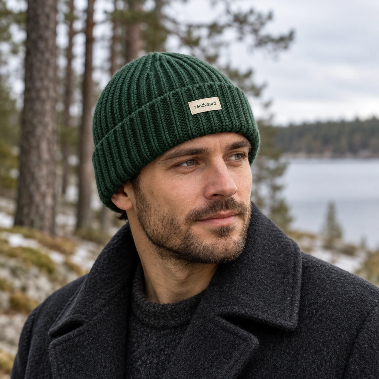 Pine rib beanie on a quiet forest walk